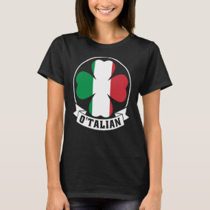 Camiseta O'Talian Saint Patrick Com Irish & Italia Flag em