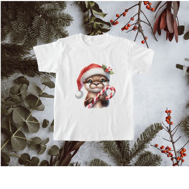 Camiseta Ótima lona de Natal em Santa Hat com doces (Criador carregado)