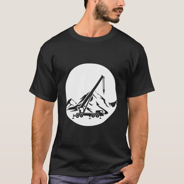 Camiseta Ótima Máquina de Construção de Guindaste Móvel (Frente)