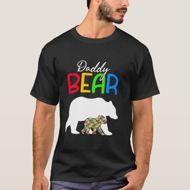 Camiseta Ótima Pai Urso Autismo Sensibilização Família Auti (Frente)