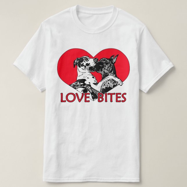 Camiseta Ótimas mordidas de amor (Frente do Design)
