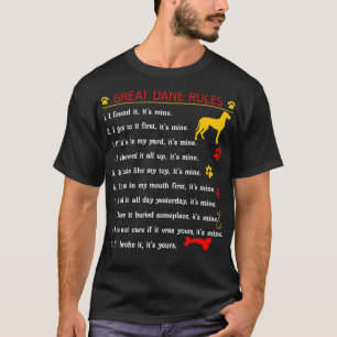 Camiseta Ótimas Regras De Dane Engraçadas Pet Lovers Presen