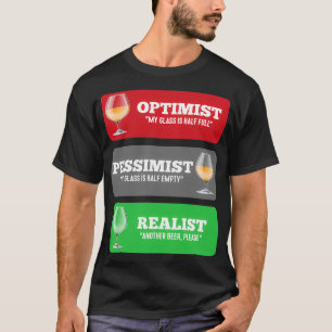 Camiseta Otimista Alcoólico Pessimista Realista Cerveja eng