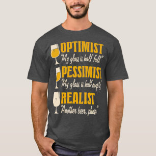 Camiseta Otimista Alcoólico Pessimista Realista Cômico Cerv