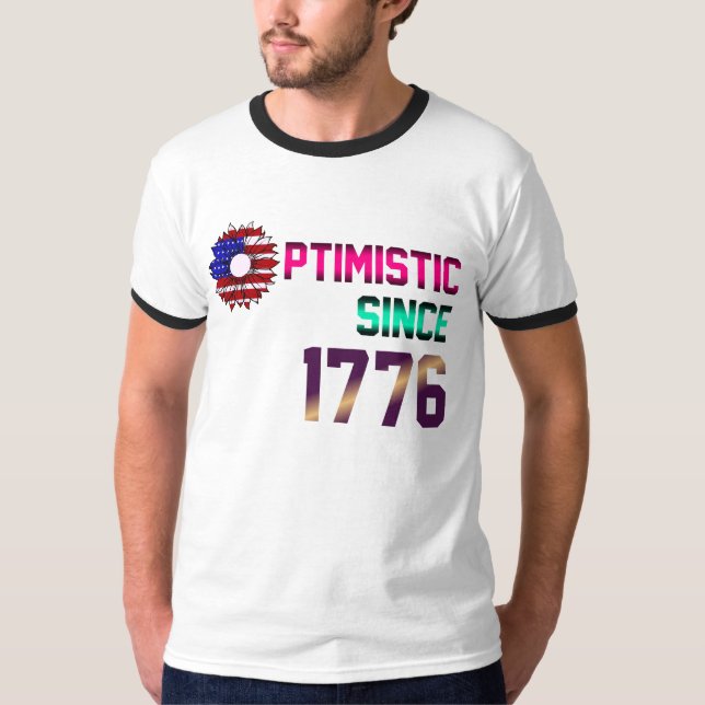 Camiseta Otimista desde 1776 Bandeira dos Estados Unidos 4  (Frente)