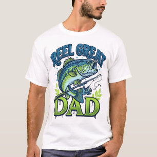 Camiseta Ótimo Design Vetorial de Pesca de Robalo para Pai_