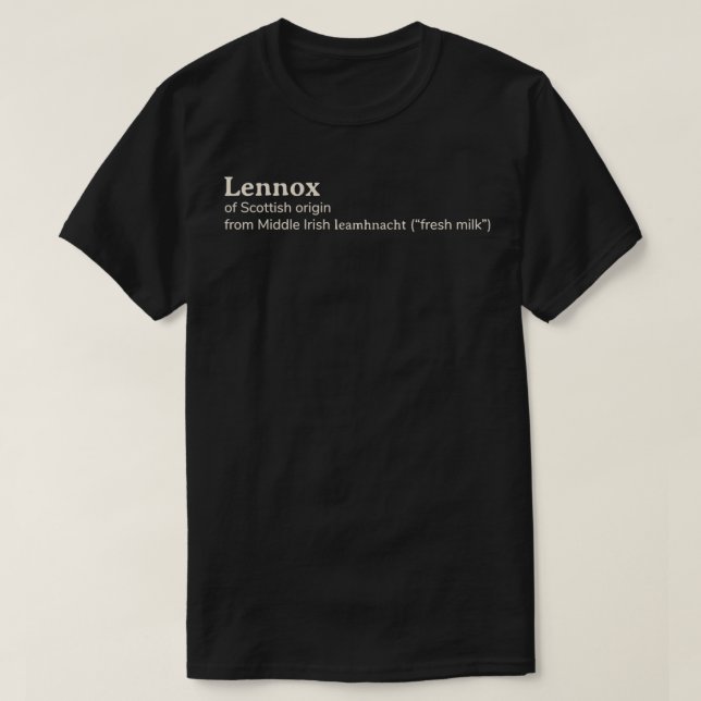 Camiseta Otimologia do nome Lennox (Frente do Design)