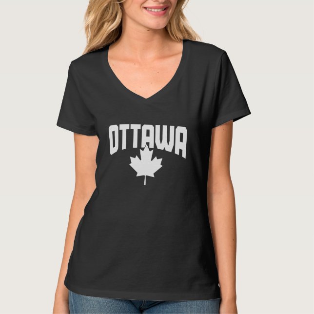 Camiseta Ottawa Quebec Canada Maple Leaf Red Canadian Flag  (Frente)