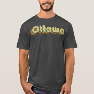 Camiseta Ottawa Vintage Estilo de Tipografia Arco-Íris 70s