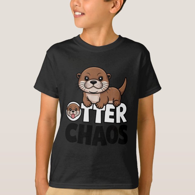 Camiseta Otter Chaos Funny Animal Lover Cute Pun Sayings Qu (Frente)