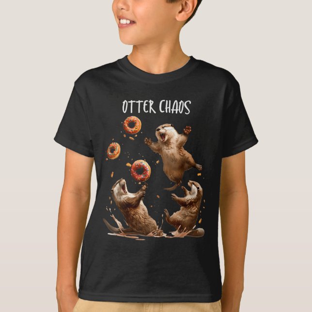 Camiseta Otter Chaos Funny Bagel Fighting Sea Otters Pun An (Frente)