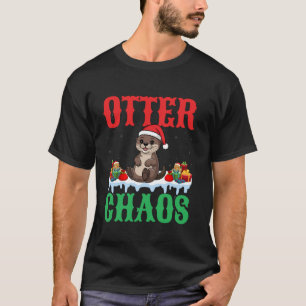 Camiseta Otter Chaos Xmas Cute Otter Vestindo Santa Hat Nev
