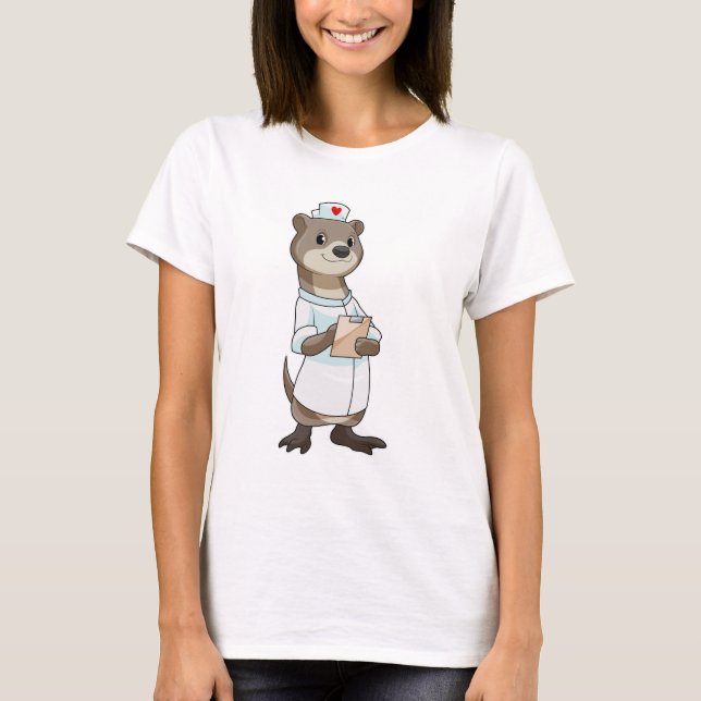 Camiseta Otter como Enfermeira com Coração (Frente)