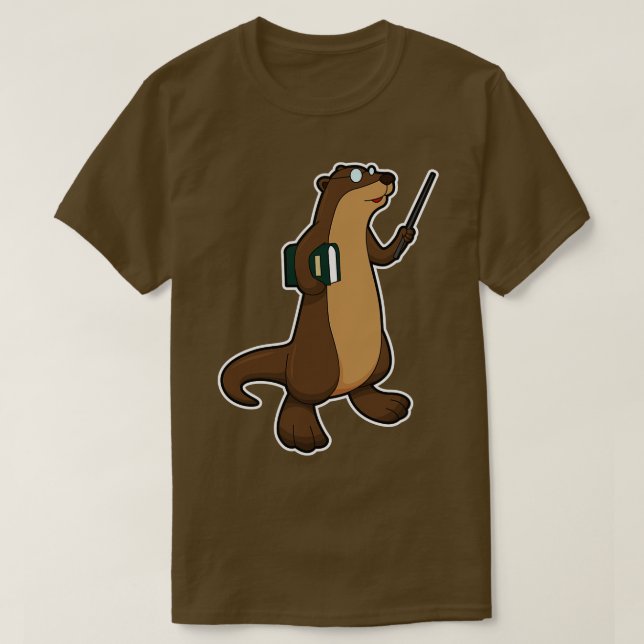 Camiseta Otter como Professora com Ponteiro de Livro (Frente do Design)