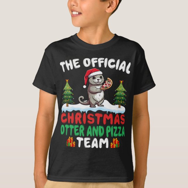 Camiseta Otter Eating Zza Santa Hat Xmas Light Christmas T  (Frente)