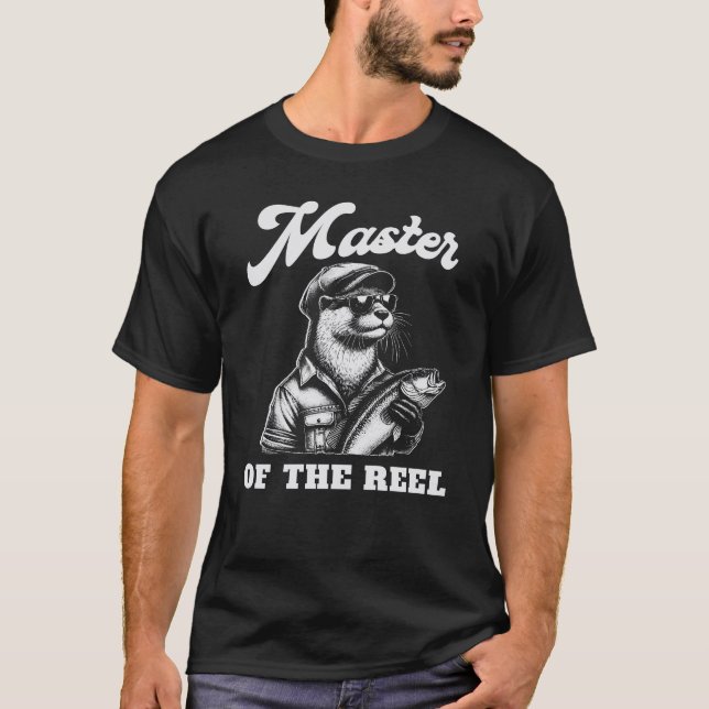 Camiseta Otter Master of the Reel Black & White Funny (Frente)