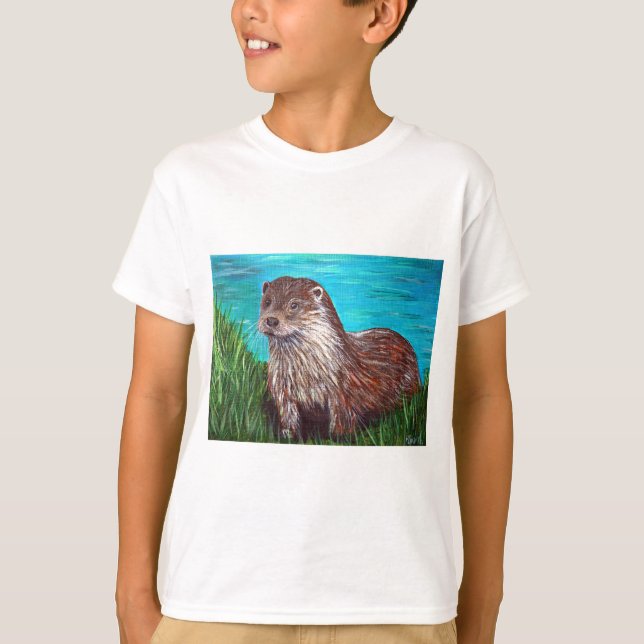 Camiseta Otter por pintura de um rio (Frente)
