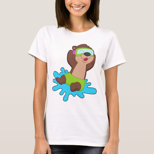 Camiseta Otter Swimming Swimming goggles Summer (Frente)