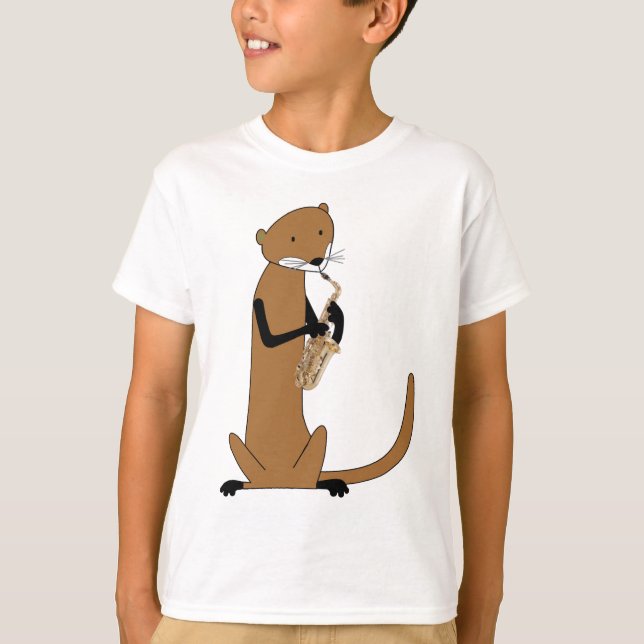 Camiseta Otter tocando o saxofone (Frente)