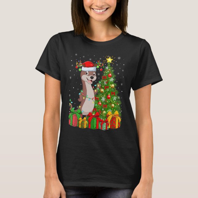 Camiseta Otter   Xmas Holiday Santa Otter Christmas Tree (Frente)