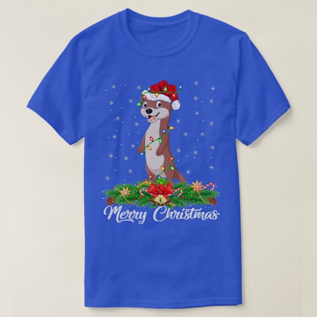 Camiseta Otters Animal Lover Matching Santa Hat Otter Chris (Frente do Design)