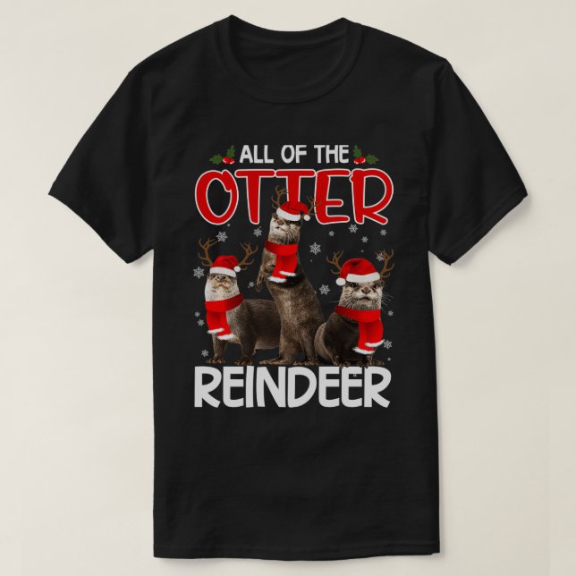 Camiseta Otters Reindeer Deer Antler Funny Christmas Santa  (Frente do Design)