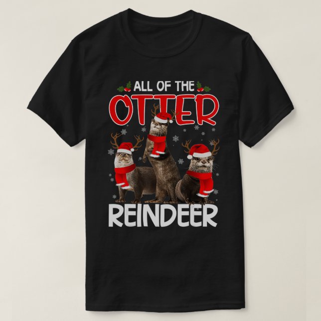 Camiseta Otters Reindeer Deer Antler Funny Christmas Santa  (Frente do Design)