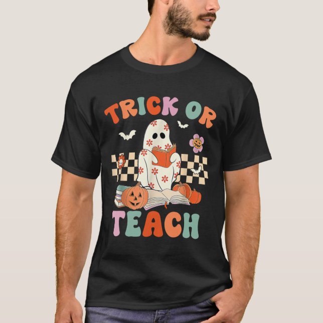 Camiseta Ou Ensinar Professora De Ensino De Halloween Retro (Frente)