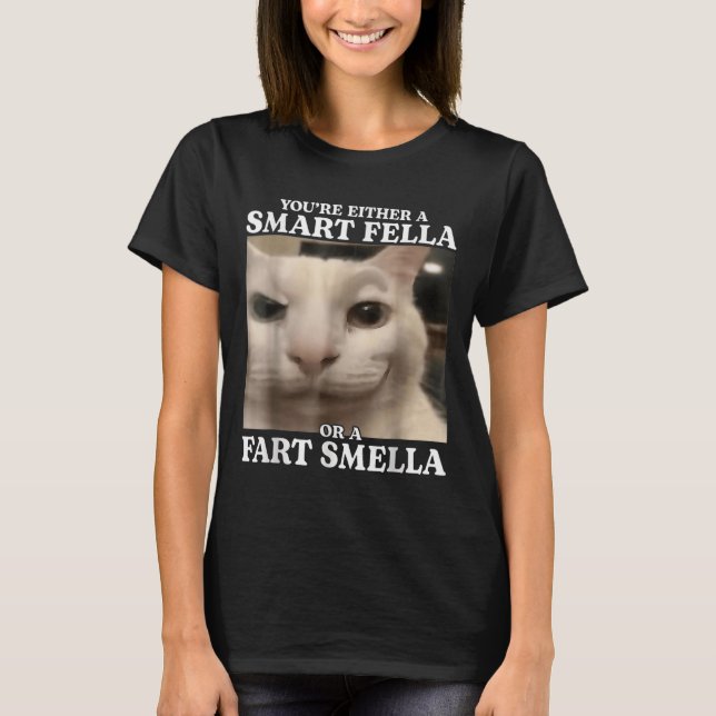 Camiseta Ou você é um Smart Fella ou um Fart Smella Cat F (Frente)