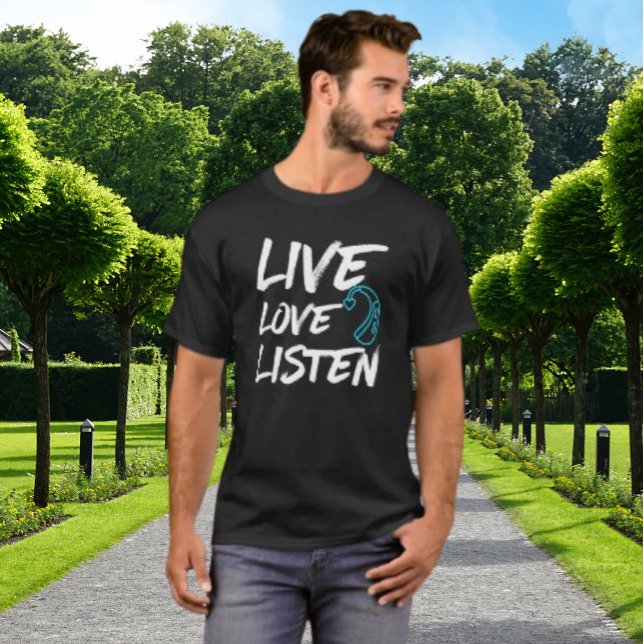 Camiseta Ouça amor ao vivo - Consciência surda (Criador carregado)