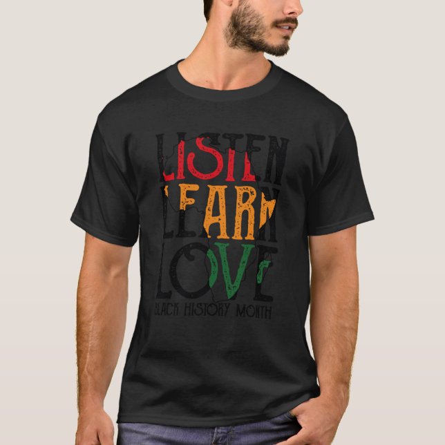 Camiseta Ouça Amor Aprender Professora Africano Negra (Frente)