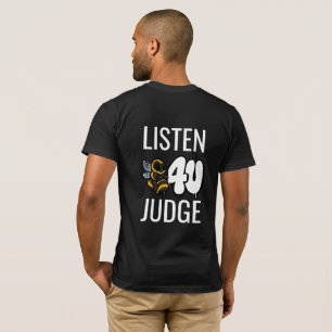 Camiseta Ouça Antes de Julgar - Tipografia Fofa