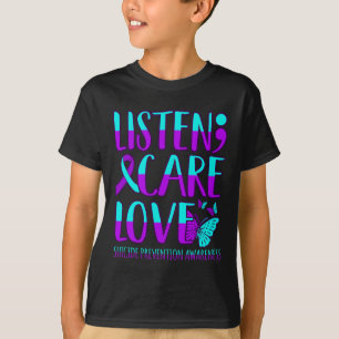 Camiseta Ouça Cuidados Adoram Felizes Awarenes De Prevenção