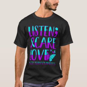 Camiseta Ouça Cuidados Adoram Felizes Awarenes De Prevenção