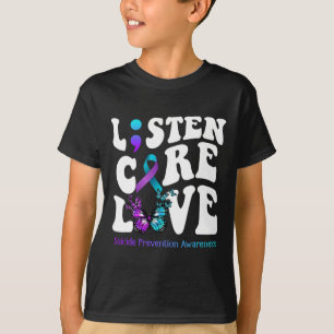 Camiseta Ouça Cuidados Amor Borboleta Prevenção Suicídio Aw