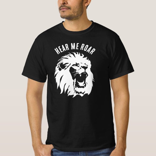 Camiseta Ouça-me Roar Lion Face T-Shirt (Frente)