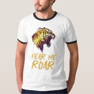 Camiseta Ouça-me Rugir, Gráfico de Cabeça de Tigre