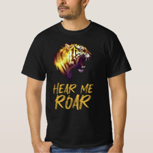 Camiseta Ouça-me Rugir, Gráfico de Cabeça de Tigre