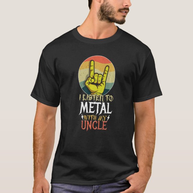 Camiseta Ouça Metal Com O Tio Rock Lover Rocker Me (Frente)