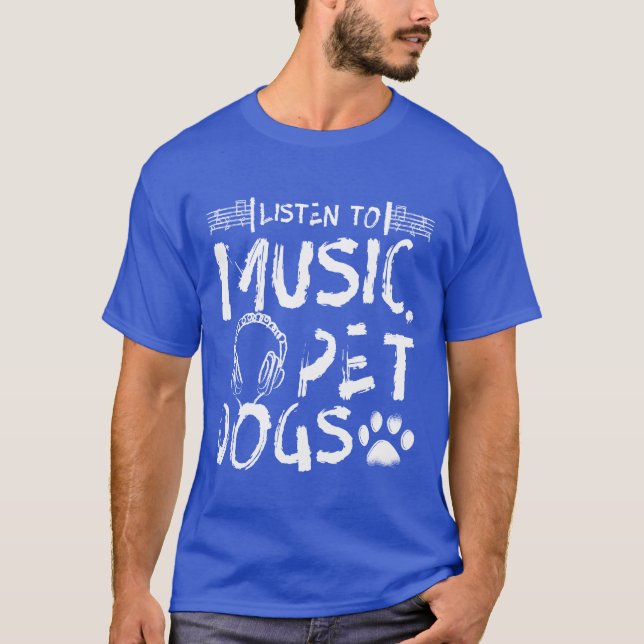 Camiseta Ouça música pet dog vintage (Frente)