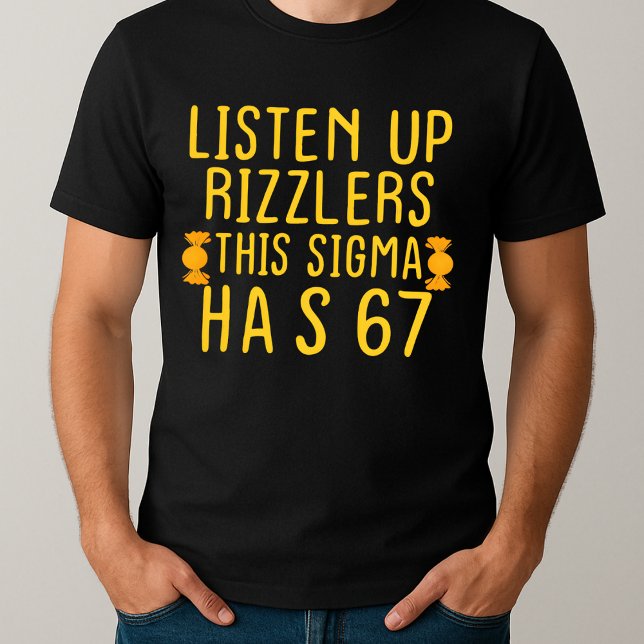 Camiseta Ouça Rizzlers Esse Sigma Tem 67 Aura (Criador carregado)