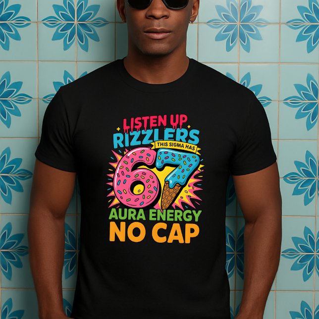Camiseta Ouça Rizzlers Esse Sigma Tem 67 Aura (Criador carregado)