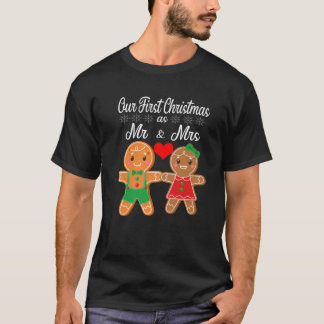 Camiseta Our First Christmas As Mr And Mrs 2021 Gingerbread