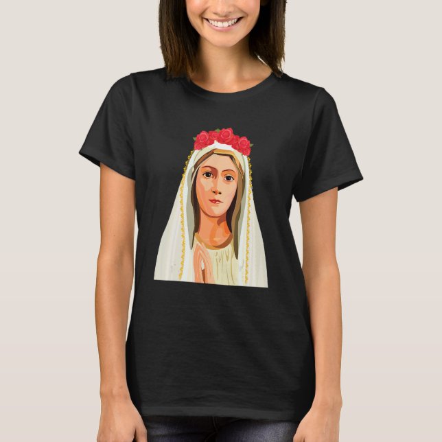 Camiseta Our Lady of Fatima Rosary Prayer Holy Blessed Mary (Frente)