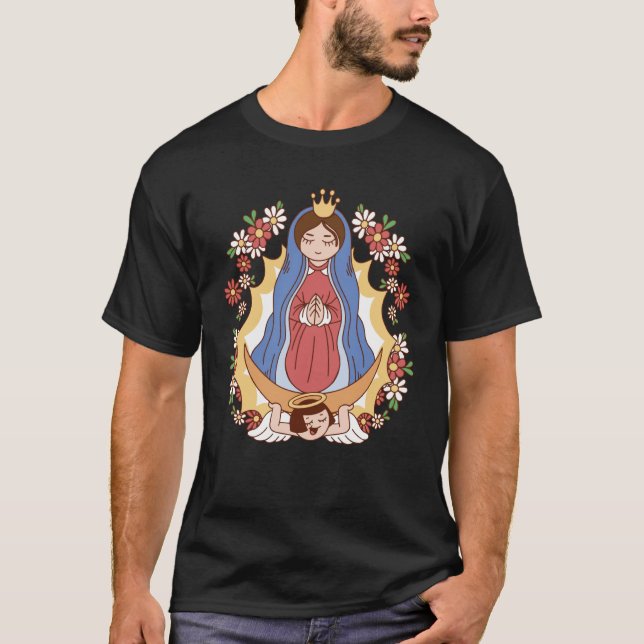 Camiseta Our Lady Of Guadalupe Saint Virgin Mary Gracias Ma (Frente)