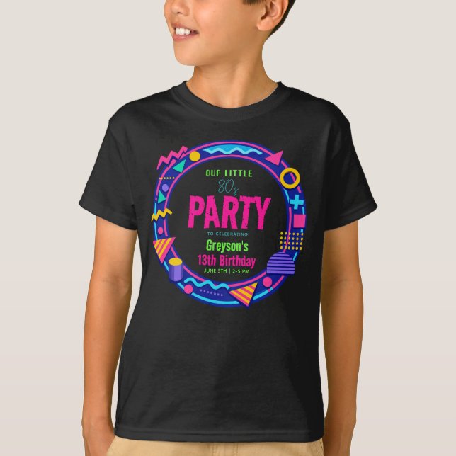 Camiseta our little Retro Neon 80's Birthday Party (Frente)