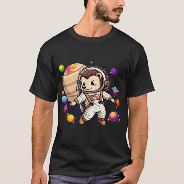 Camiseta Ouriço Astronauta: Explore o Cosmos com o Nosso An (Frente)