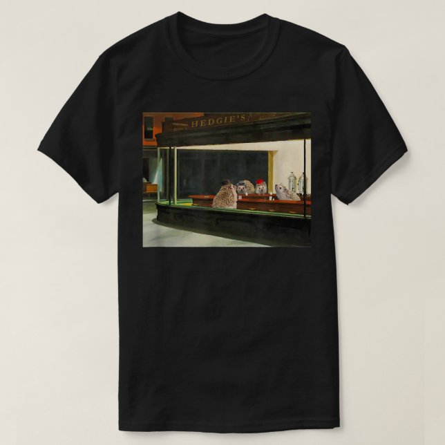 Camiseta ouriço Belas Artes Noturnos Porcos engraçados ouri (Frente do Design)