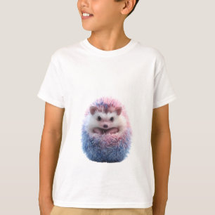 Camiseta Ouriço Cacheado Rosa e Azul Pastel Infantil