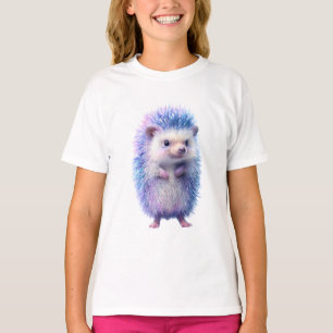 Camiseta Ouriço Cachorro Lavanda e Azul Pastel para Criança